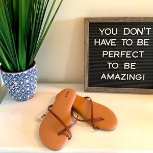 Torrid Sandal size 11 Cognac Cross Toe Thongs